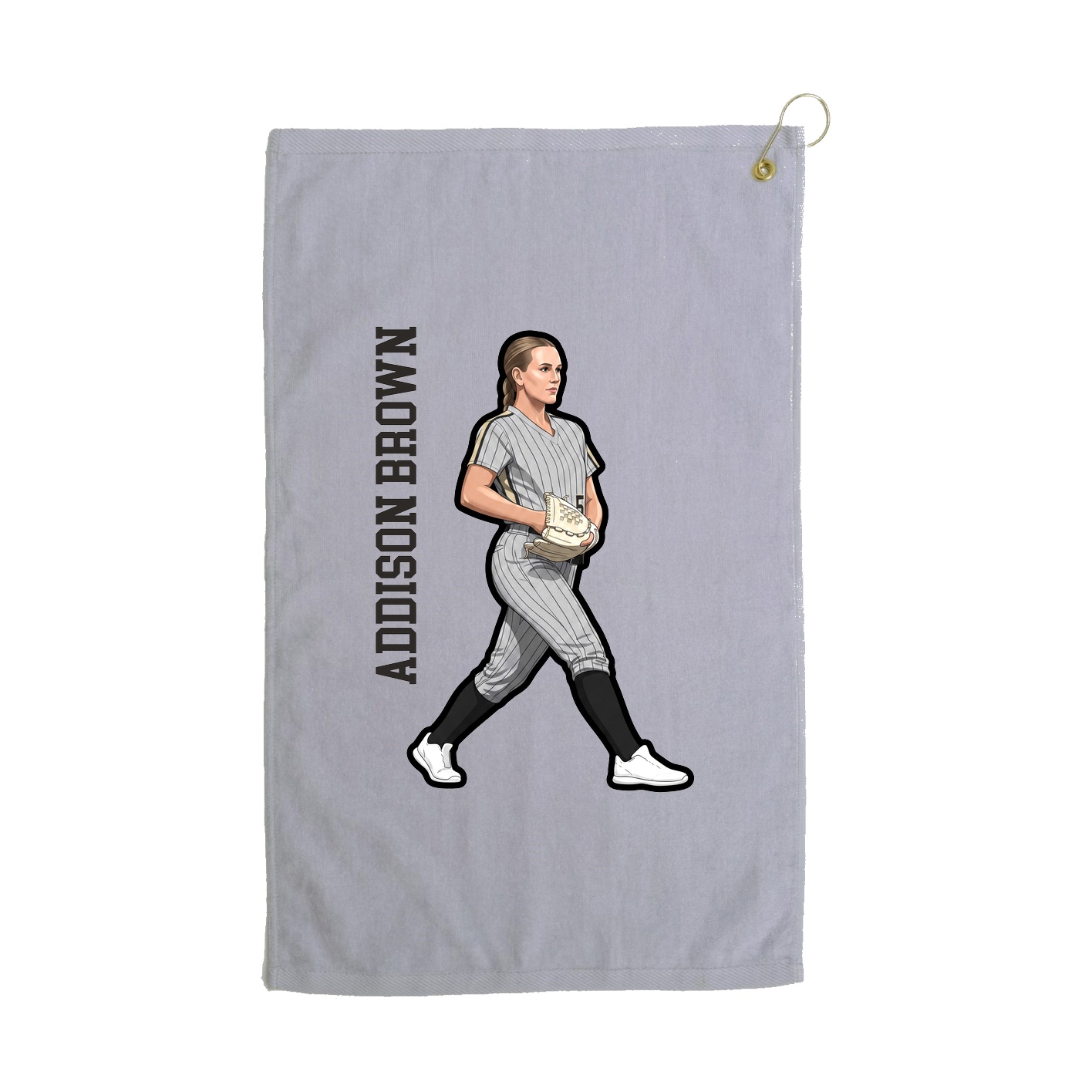 Golf Towel — Name Vertical in Grey