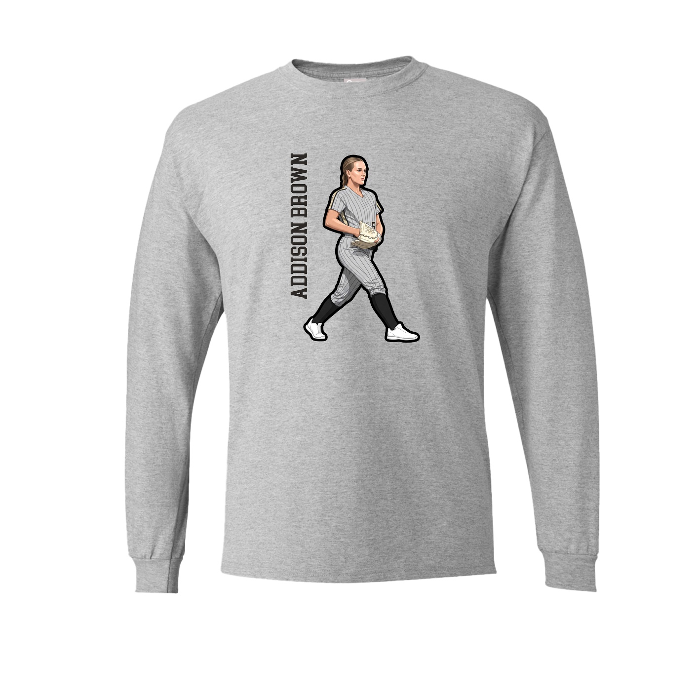 Long Sleeve Tee — Name Vertical in Grey