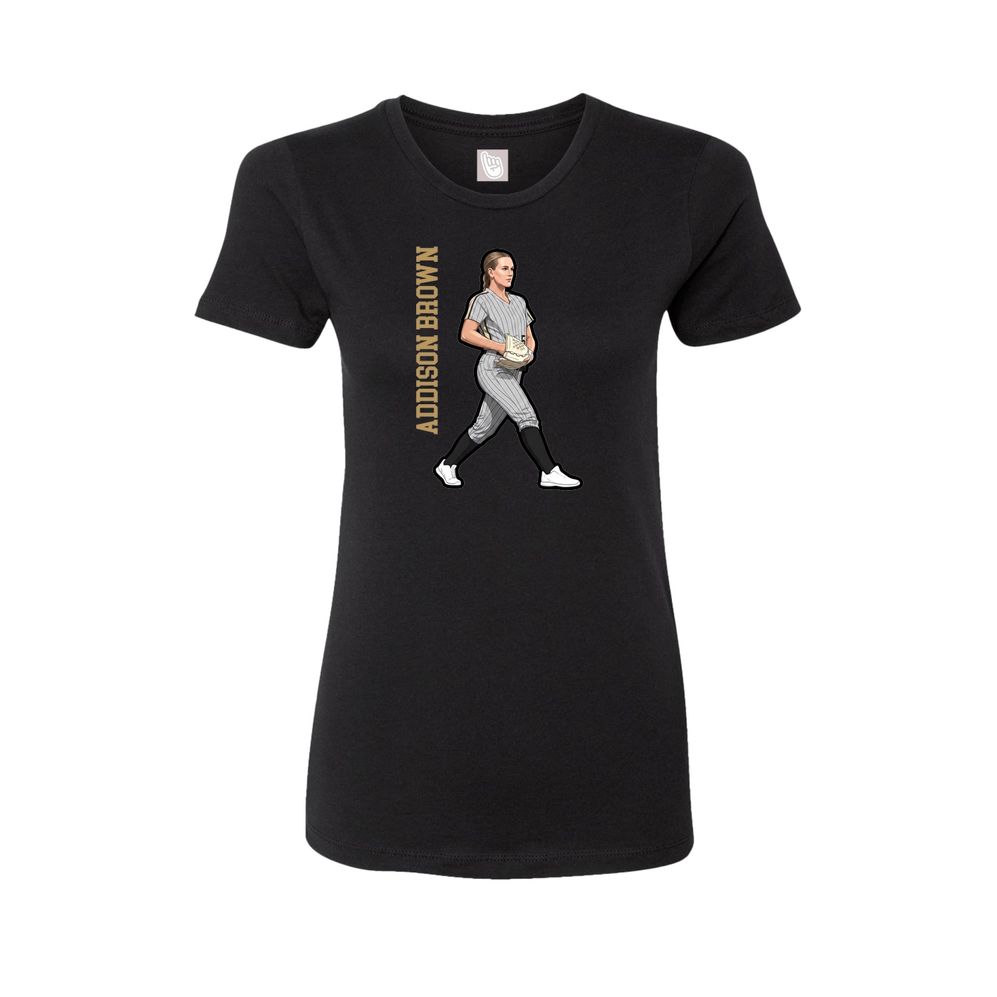 Fitted Women's Tee — Name Vertical in Black