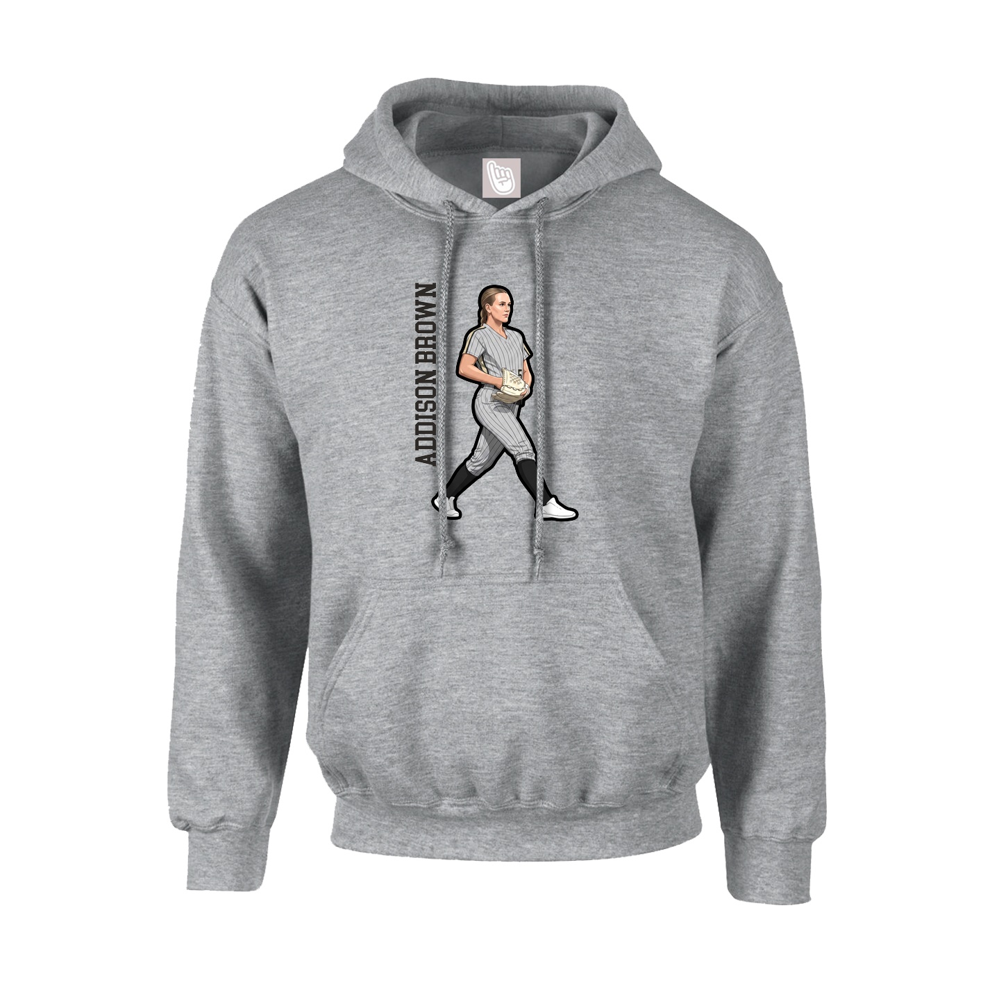 Youth Hoodie — Name Vertical in Grey