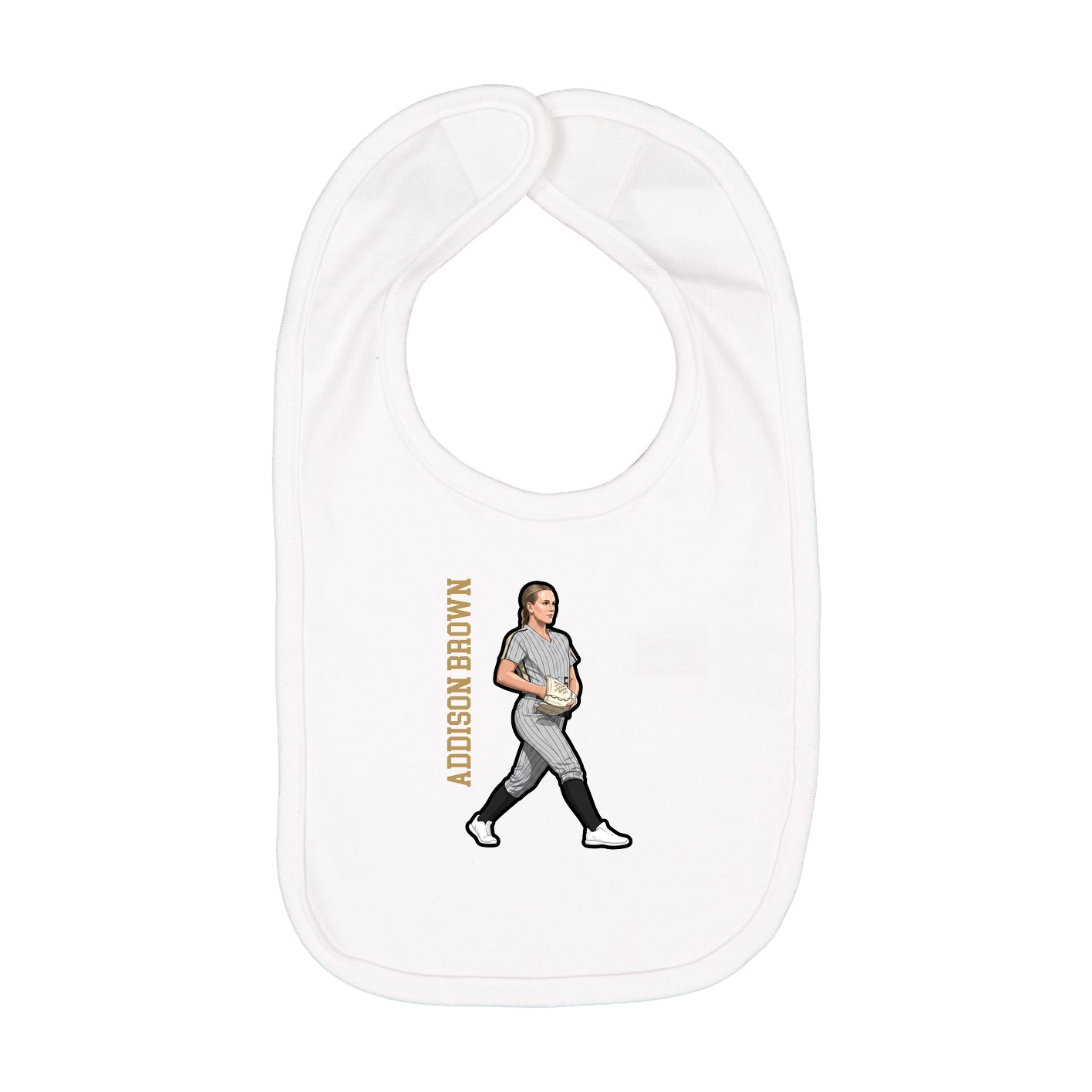 Infant Bib — Name Vertical in White