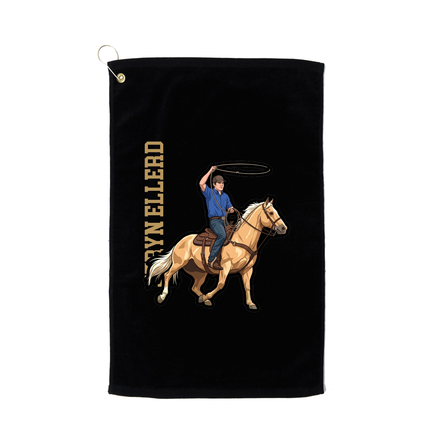 Golf Towel — Name Vertical in Black