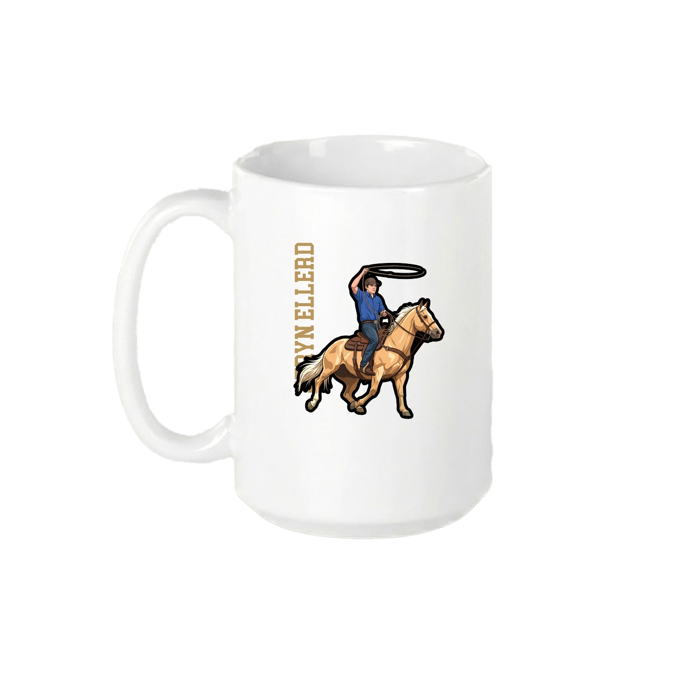 15oz Coffee Mug — Name Vertical in White