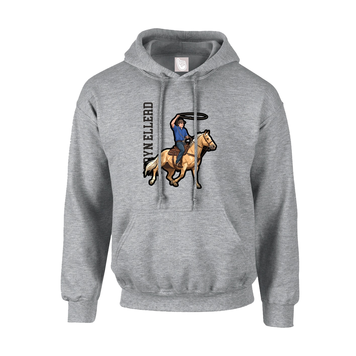 Youth Hoodie — Name Vertical in Grey
