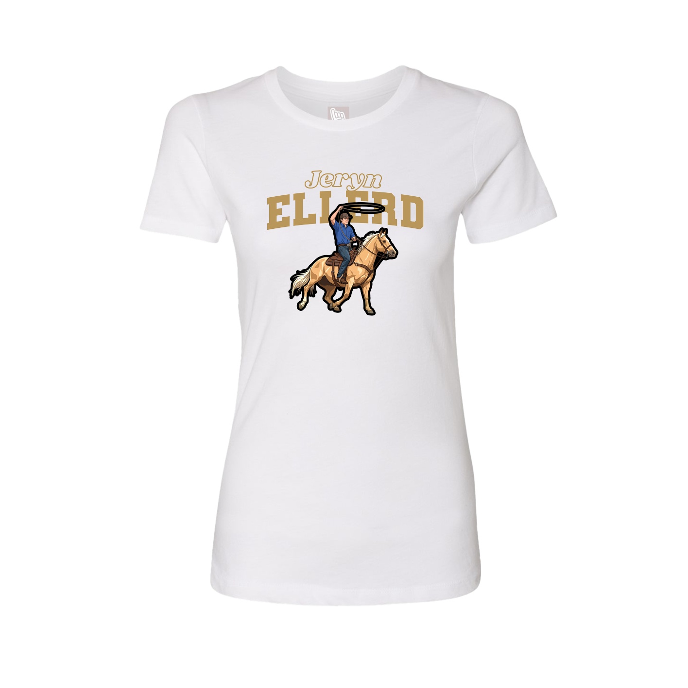 Fitted Women's Tee — Name Arch in White