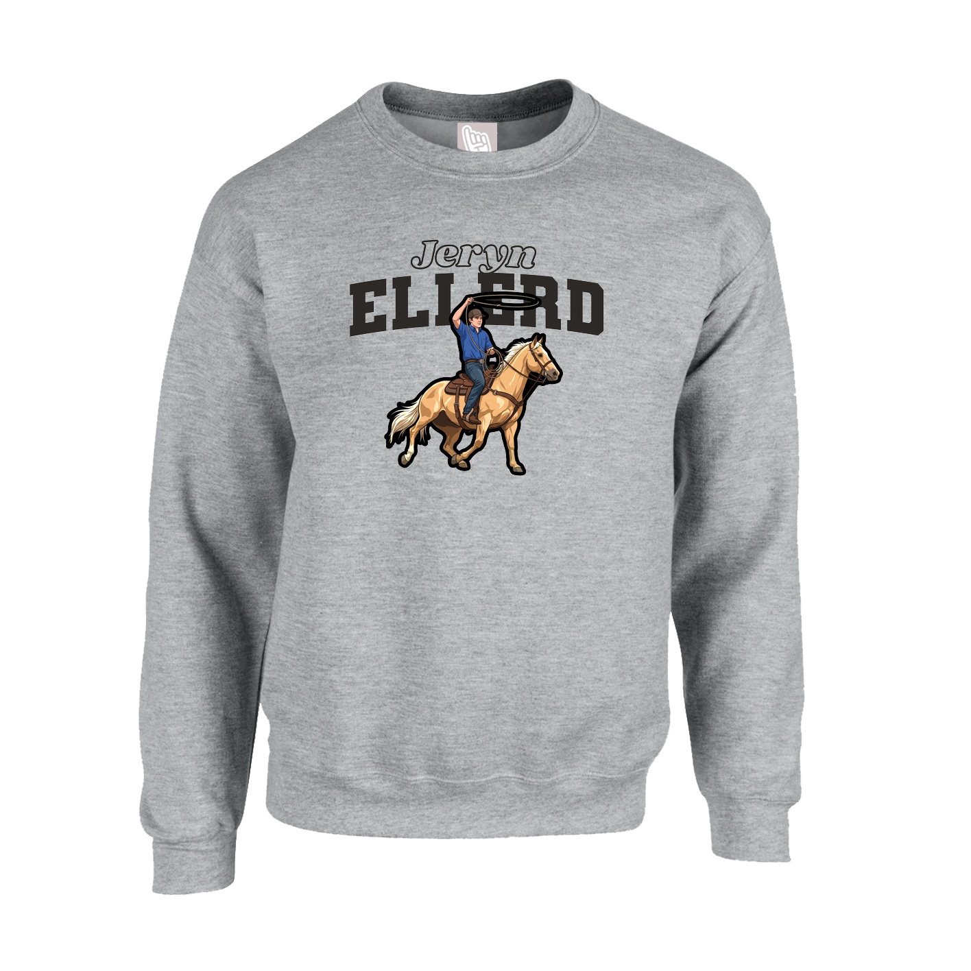 Fleece Crew — Name Arch in Grey