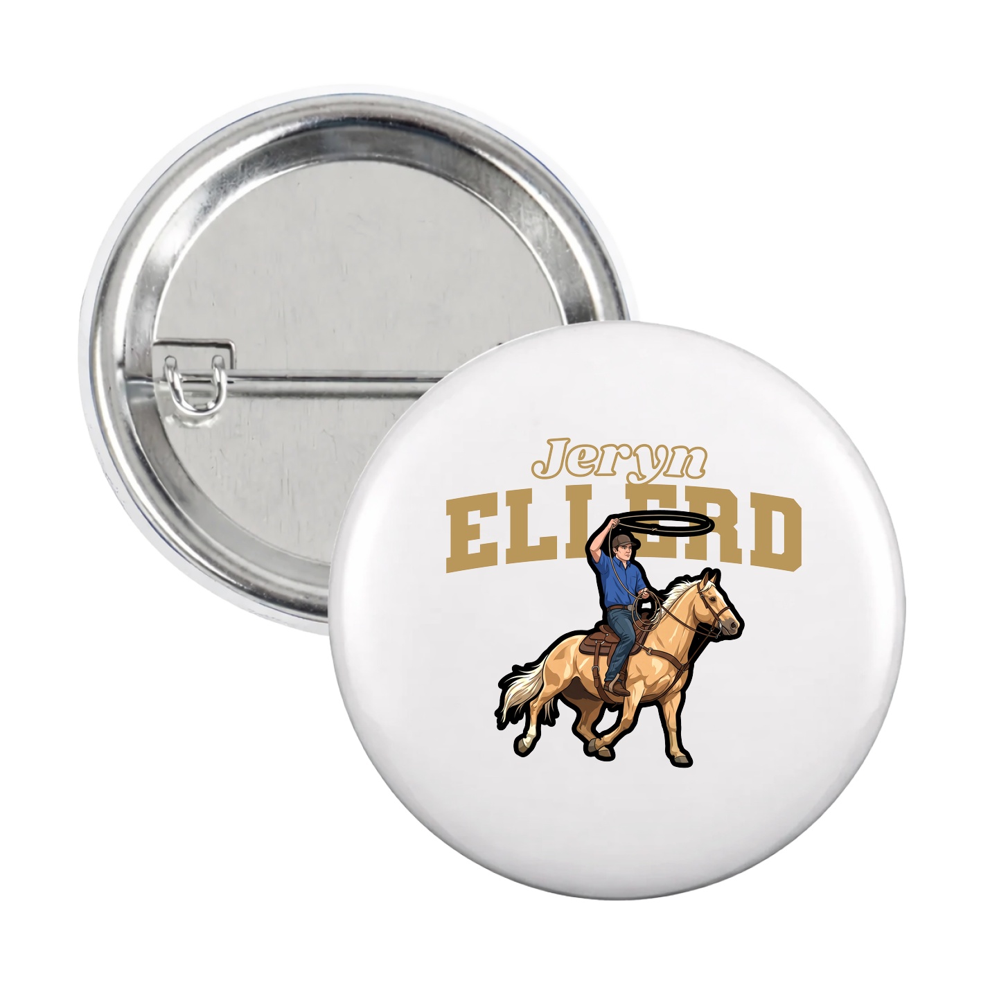Game Day Button — Name Arch in White