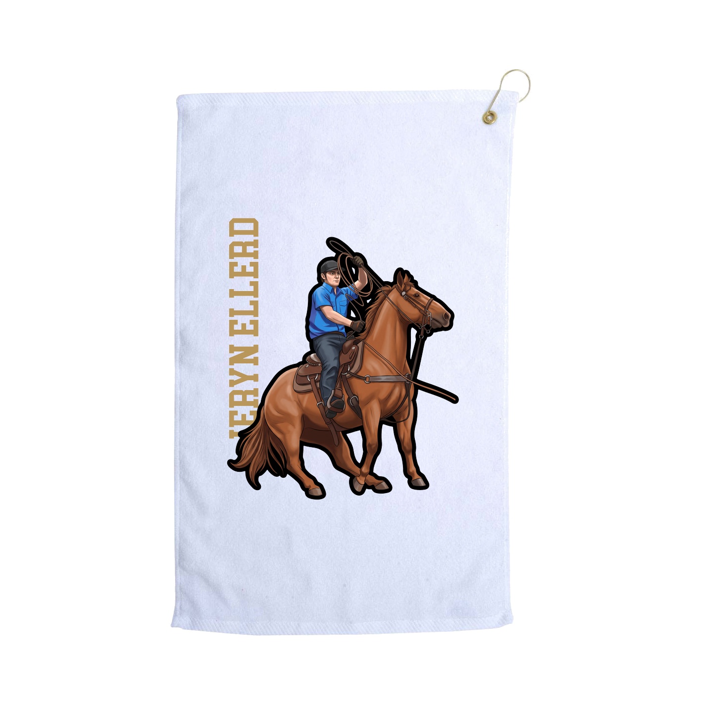 Golf Towel — Name Vertical in White