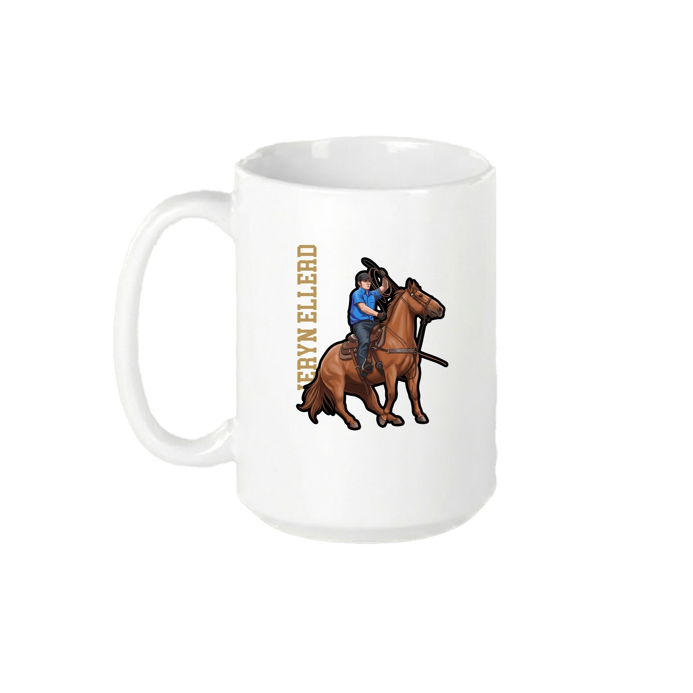 15oz Coffee Mug — Name Vertical in White
