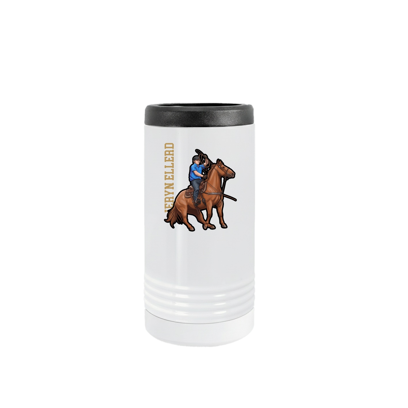 Slim Beverage Holder — Name Vertical in White