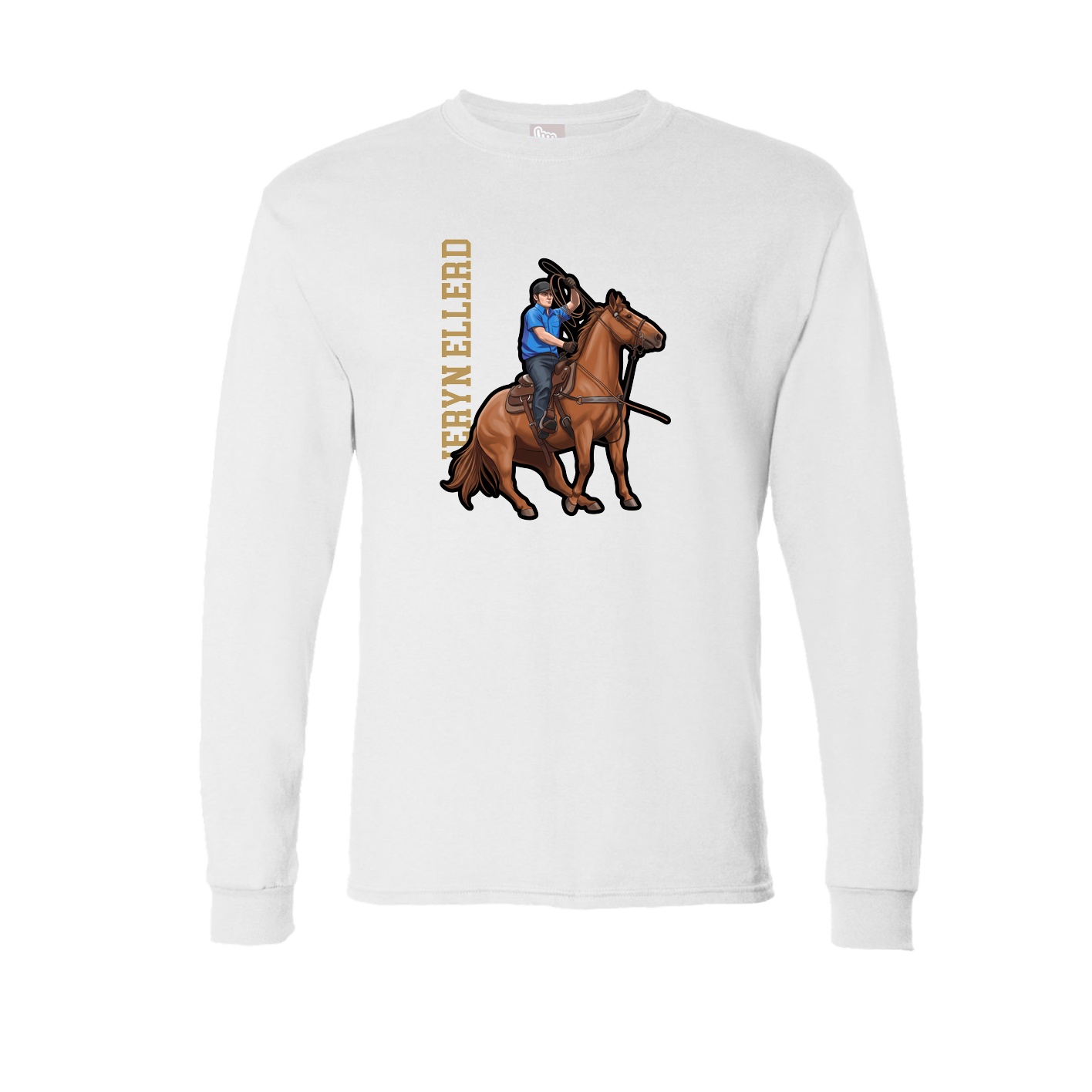 Long Sleeve Tee — Name Vertical in White