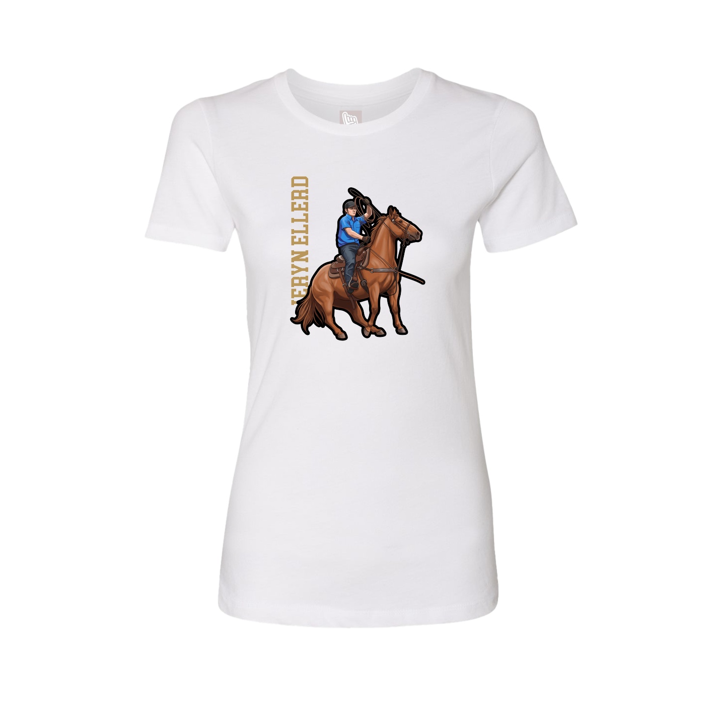 Fitted Women's Tee — Name Vertical in White