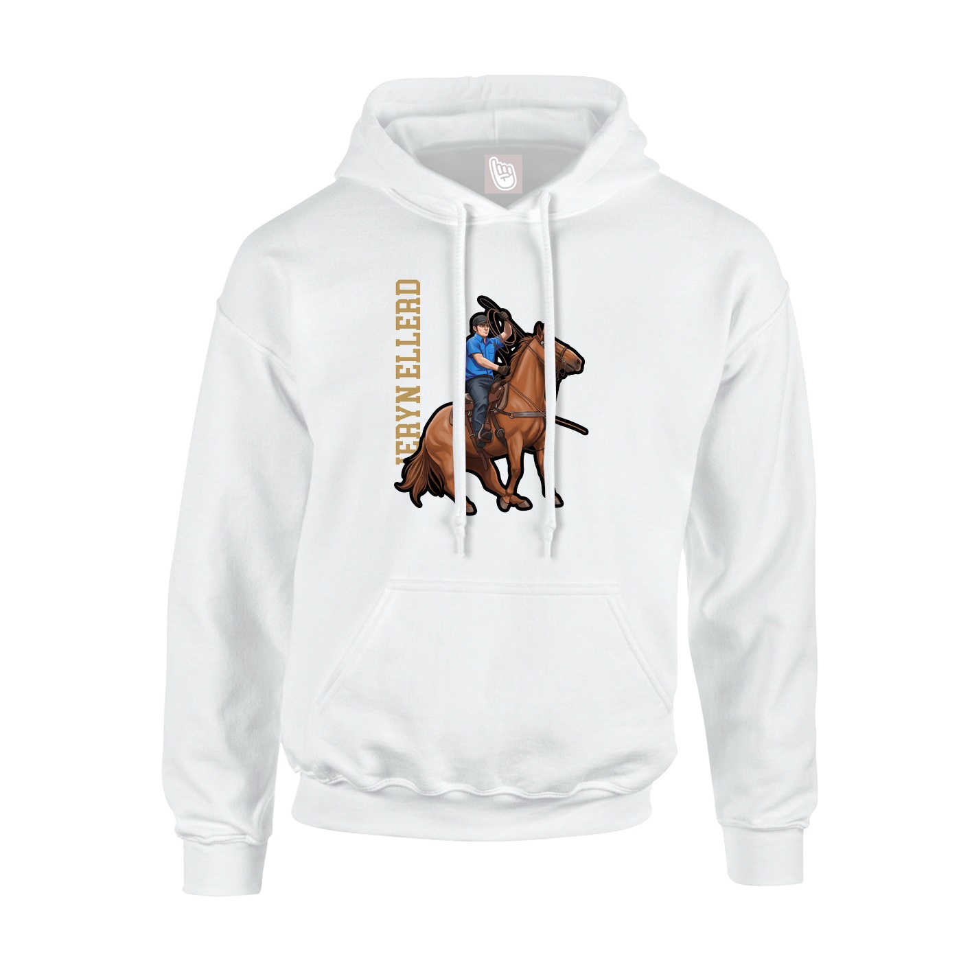 Youth Hoodie — Name Vertical in White