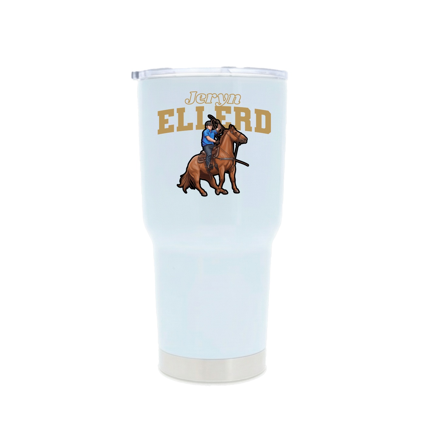 30oz Stainless Steel Tumbler — Name Arch in White