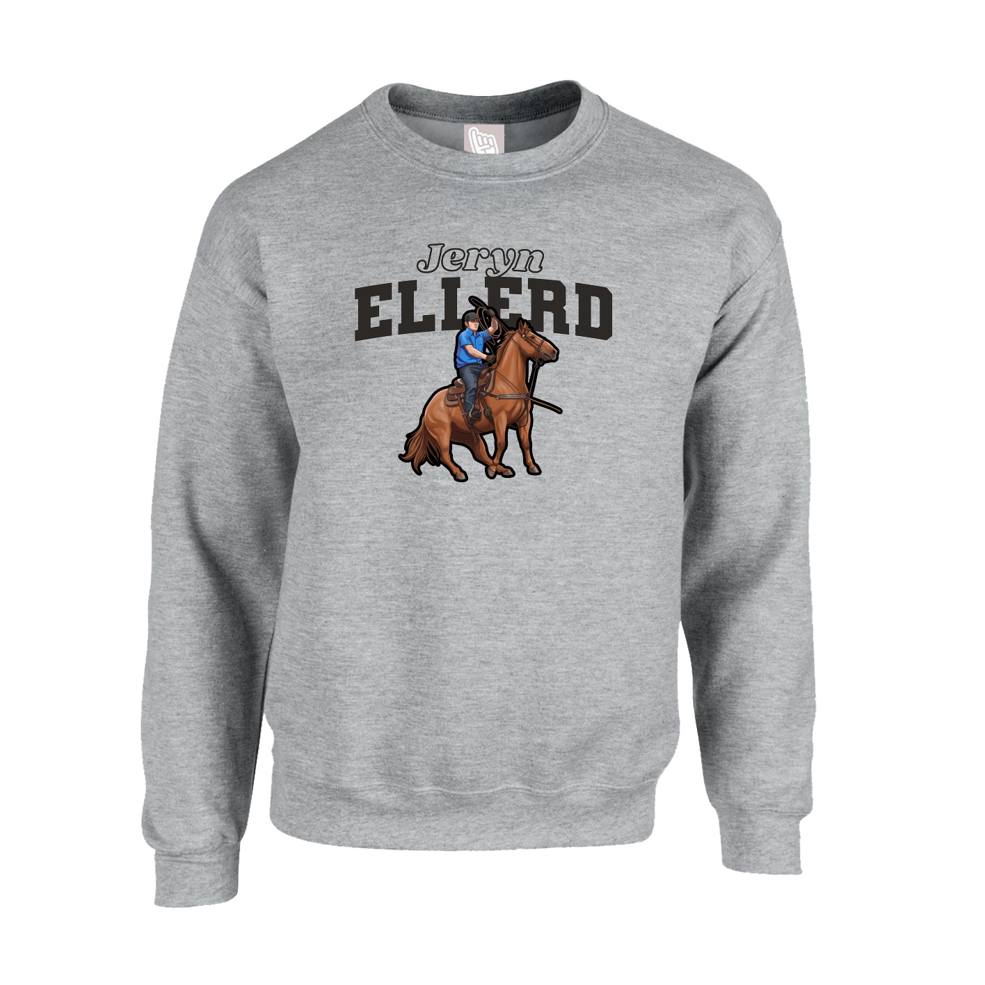 Fleece Crew — Name Arch in Grey