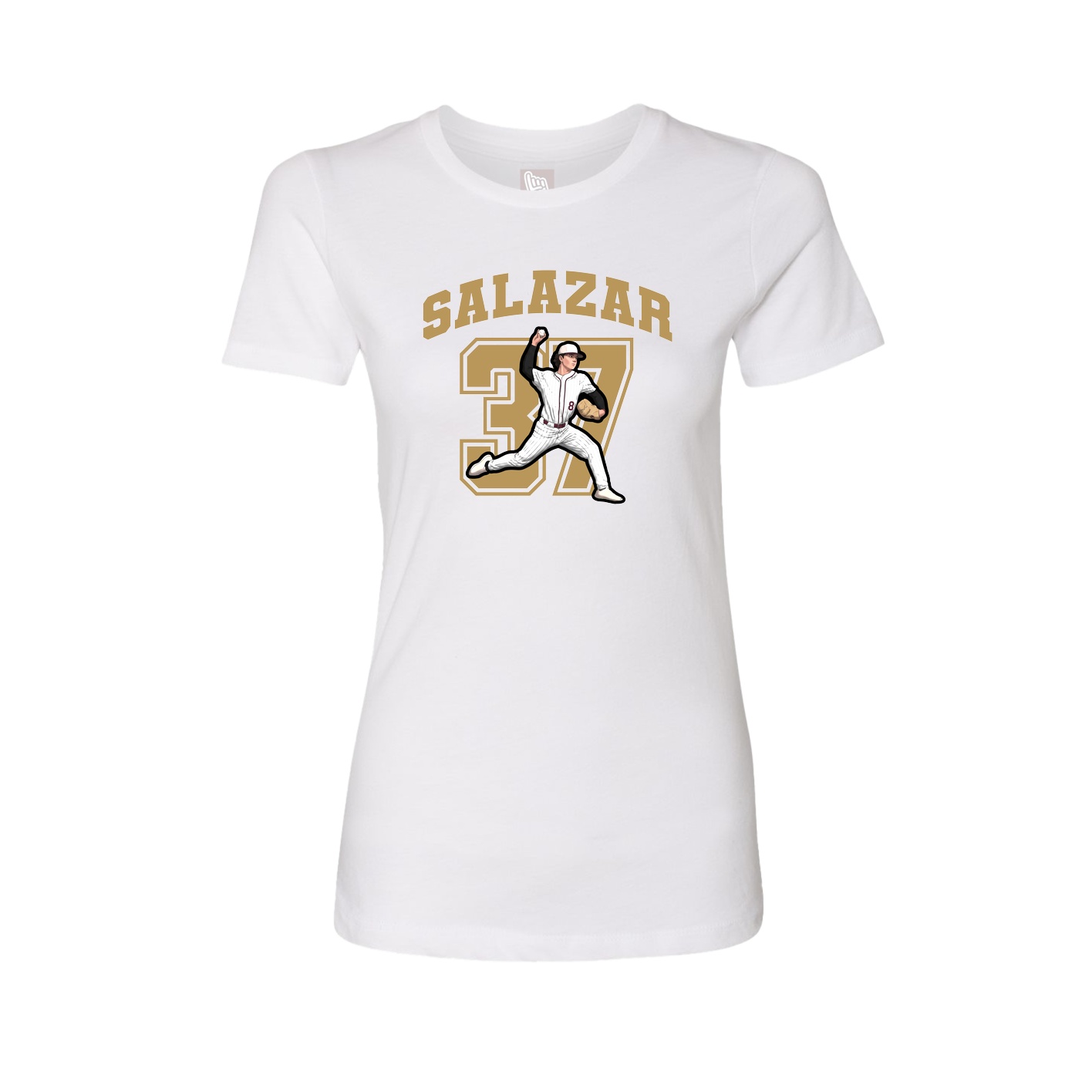 Fitted Women's Tee — Number in White