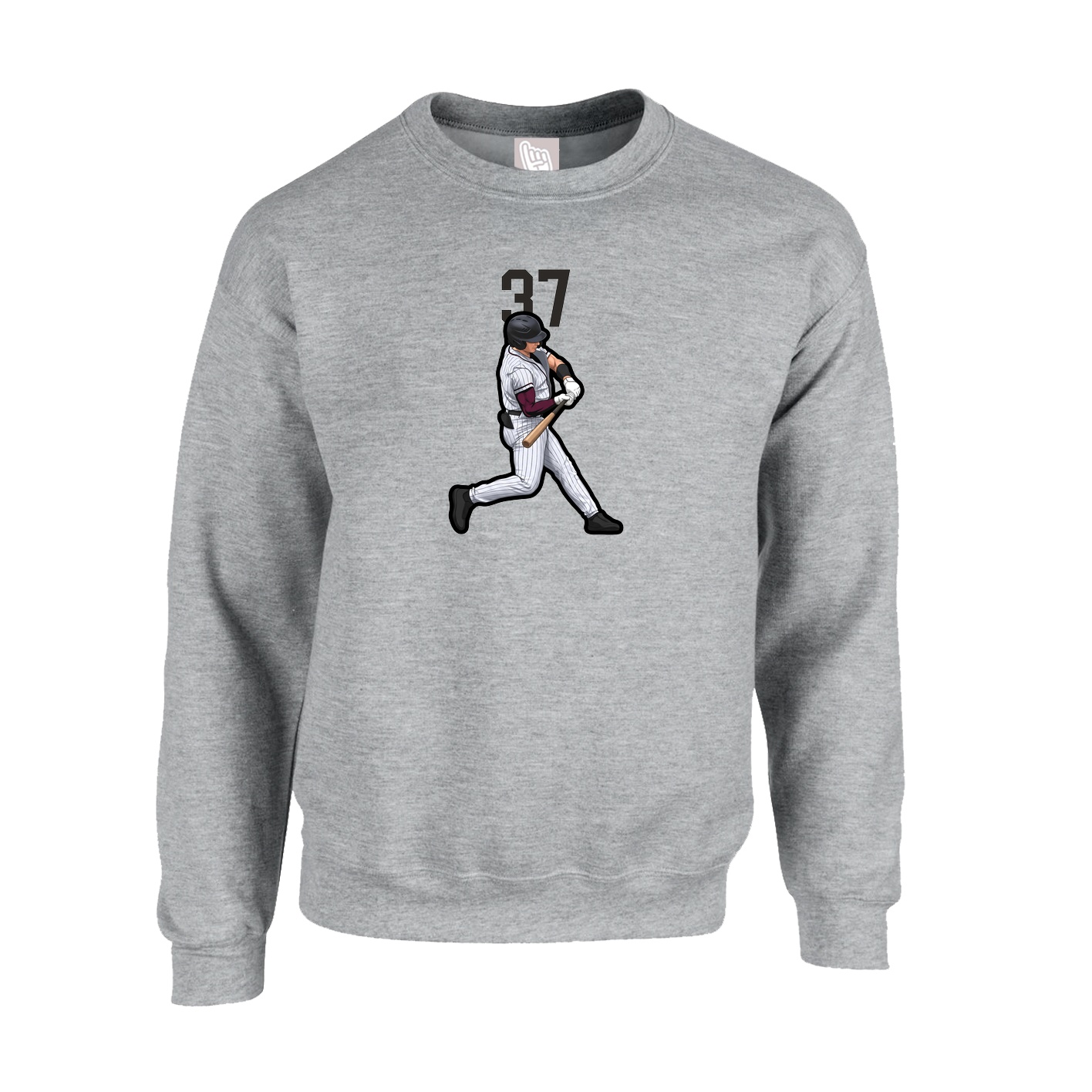 Fleece Crew — Number Top in Grey
