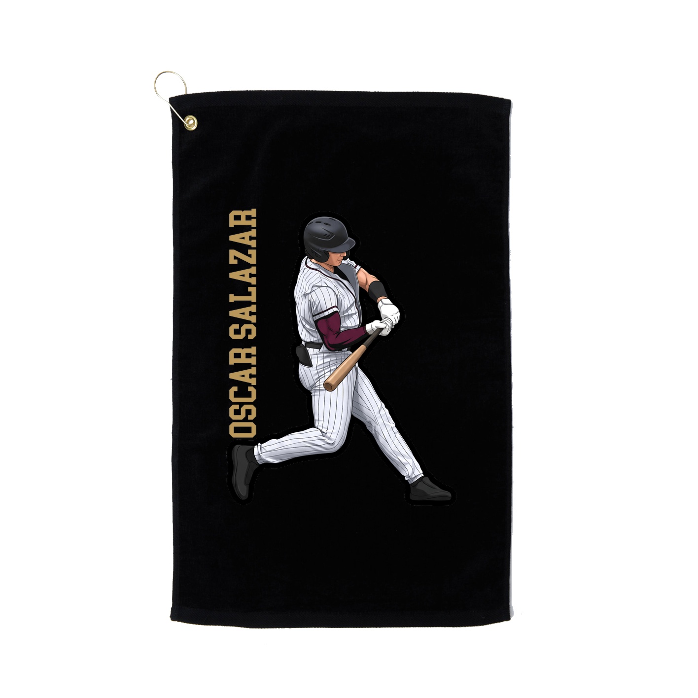 Golf Towel — Name Vertical in Black