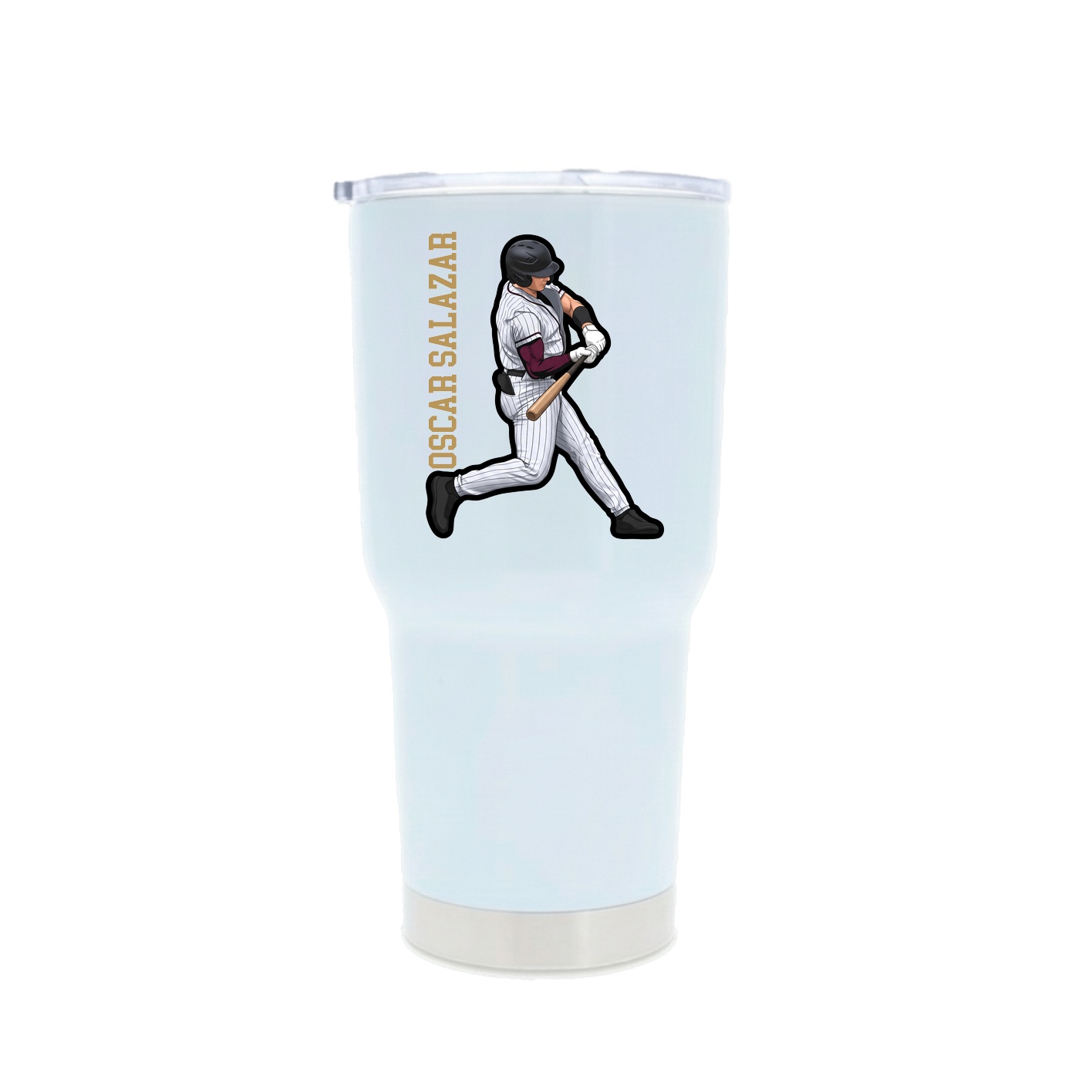 30oz Stainless Steel Tumbler — Name Vertical in White