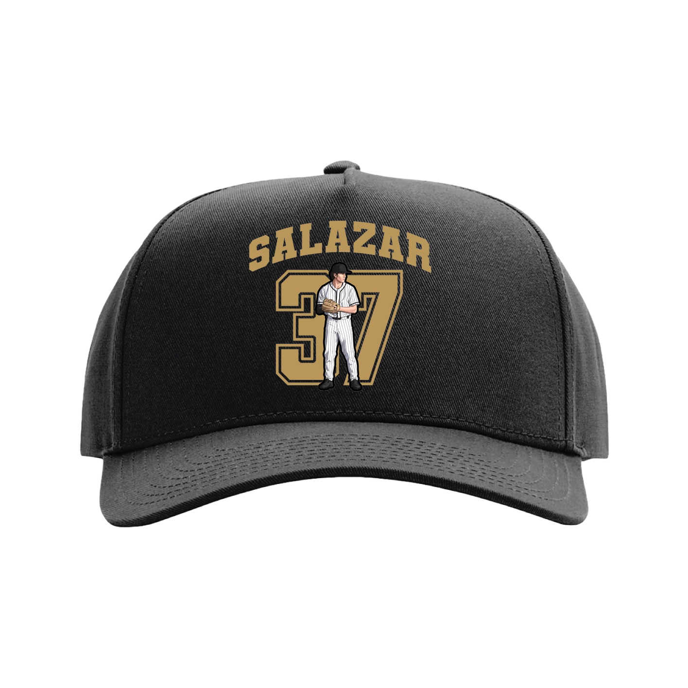 Full Fabric Five-Panel Champ Cap — Number in Black