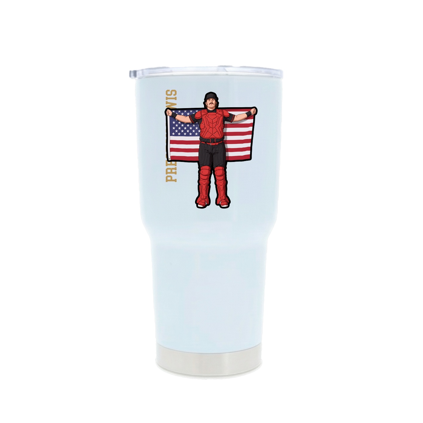 30oz Stainless Steel Tumbler — Name Vertical in White
