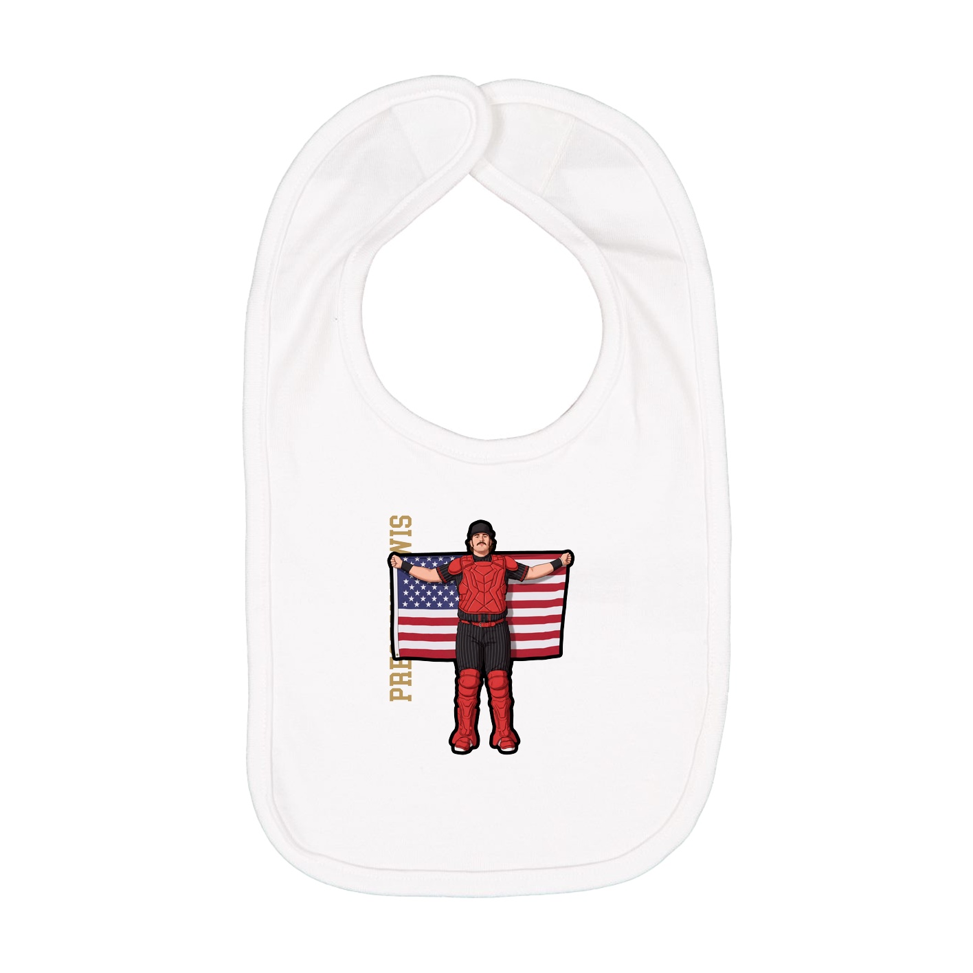 Infant Bib — Name Vertical in White