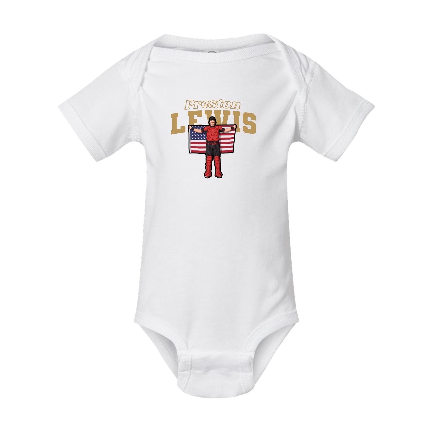 Baby Onesie — Name Arch in White