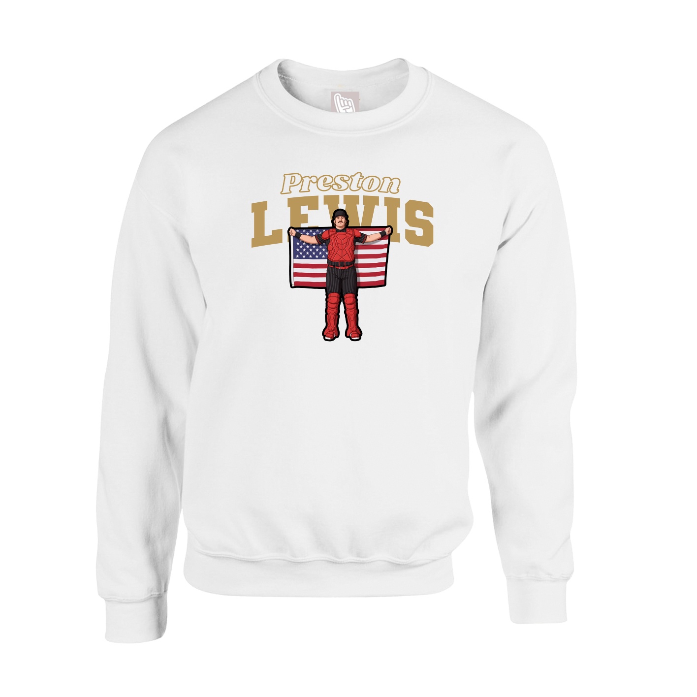 Fleece Crew — Name Arch in White