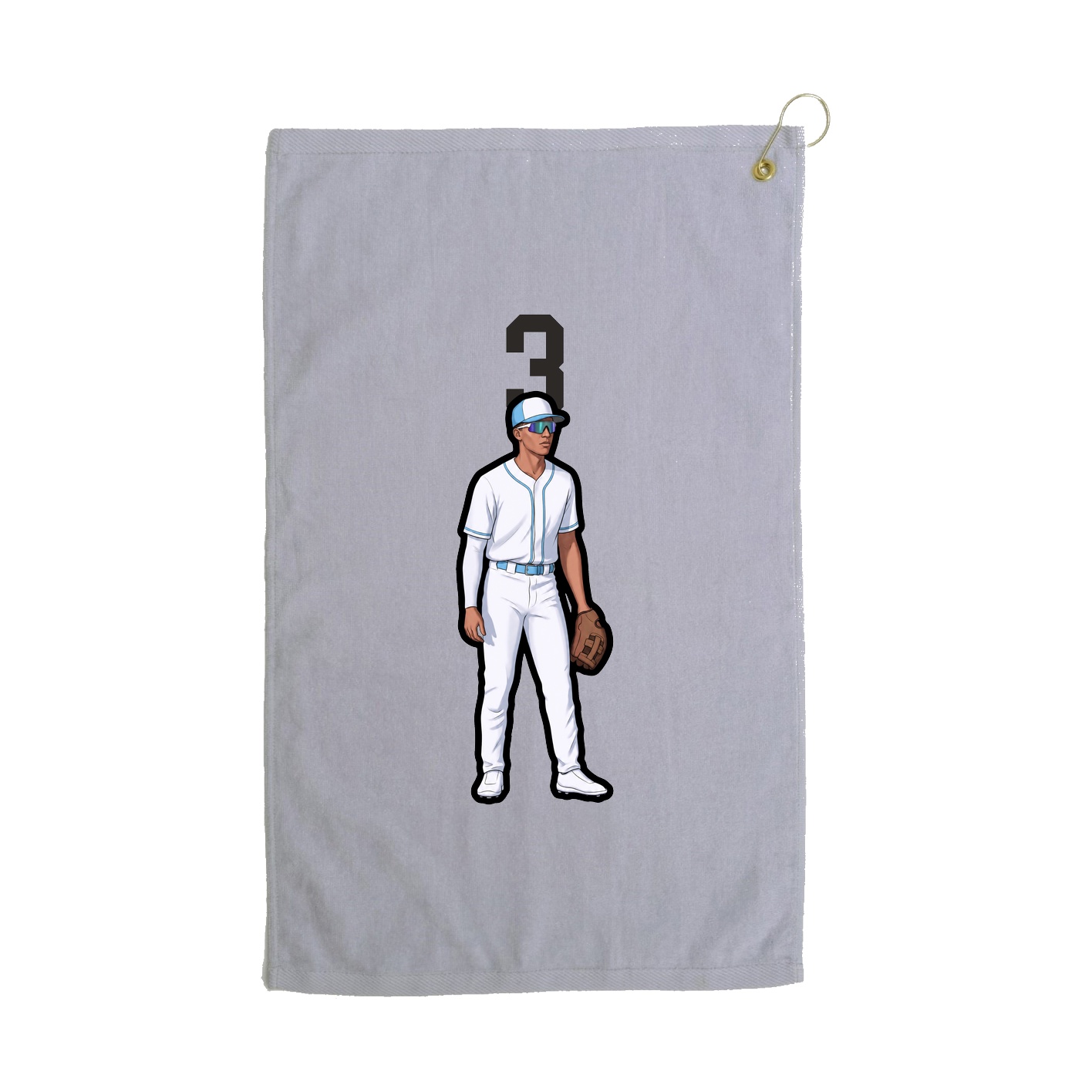 Golf Towel — Number Top in Grey