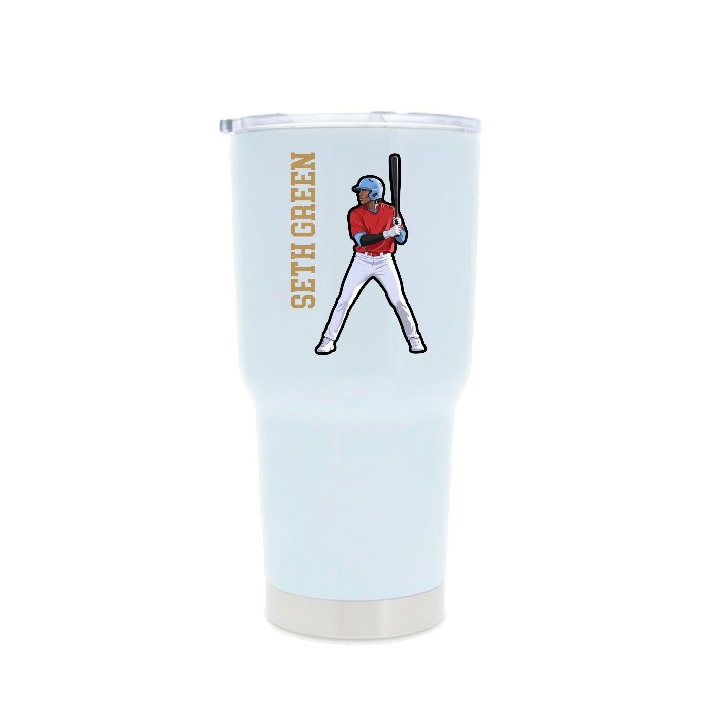 30oz Stainless Steel Tumbler — Name Vertical in White