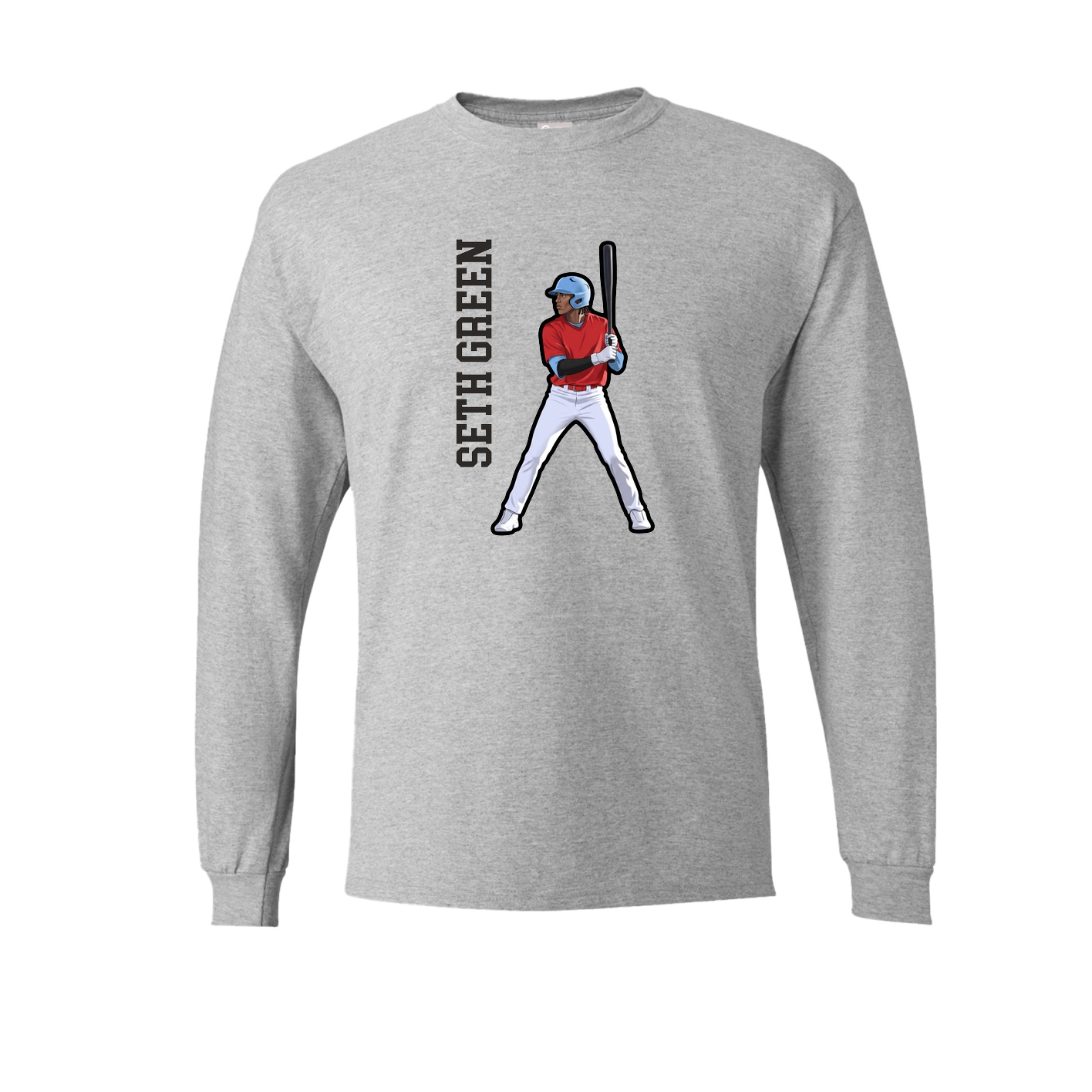 Long Sleeve Tee — Name Vertical in Grey