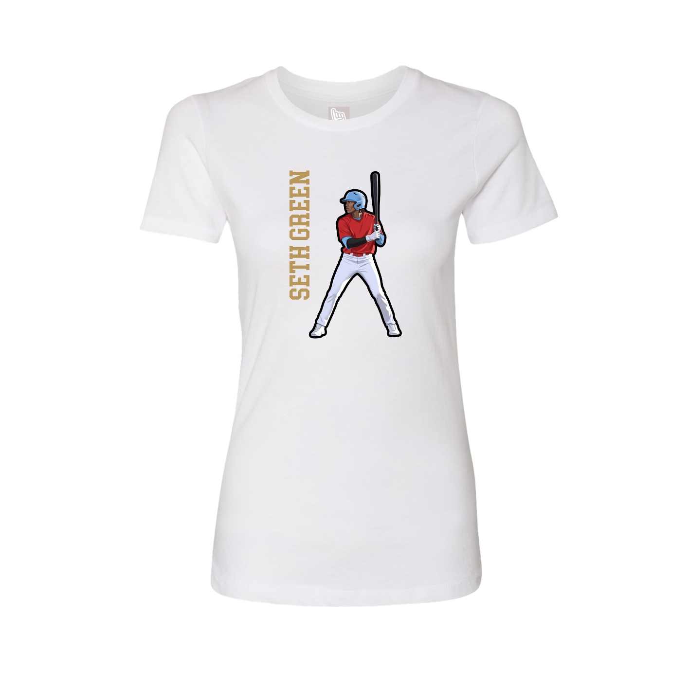 Fitted Women's Tee — Name Vertical in White