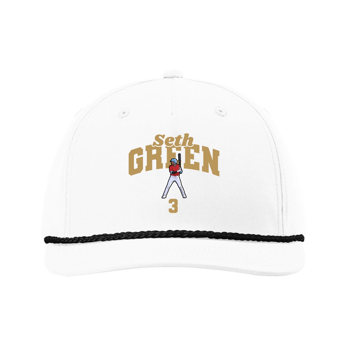 Five-Panel Classic Rope Cap — Signature Arch in White