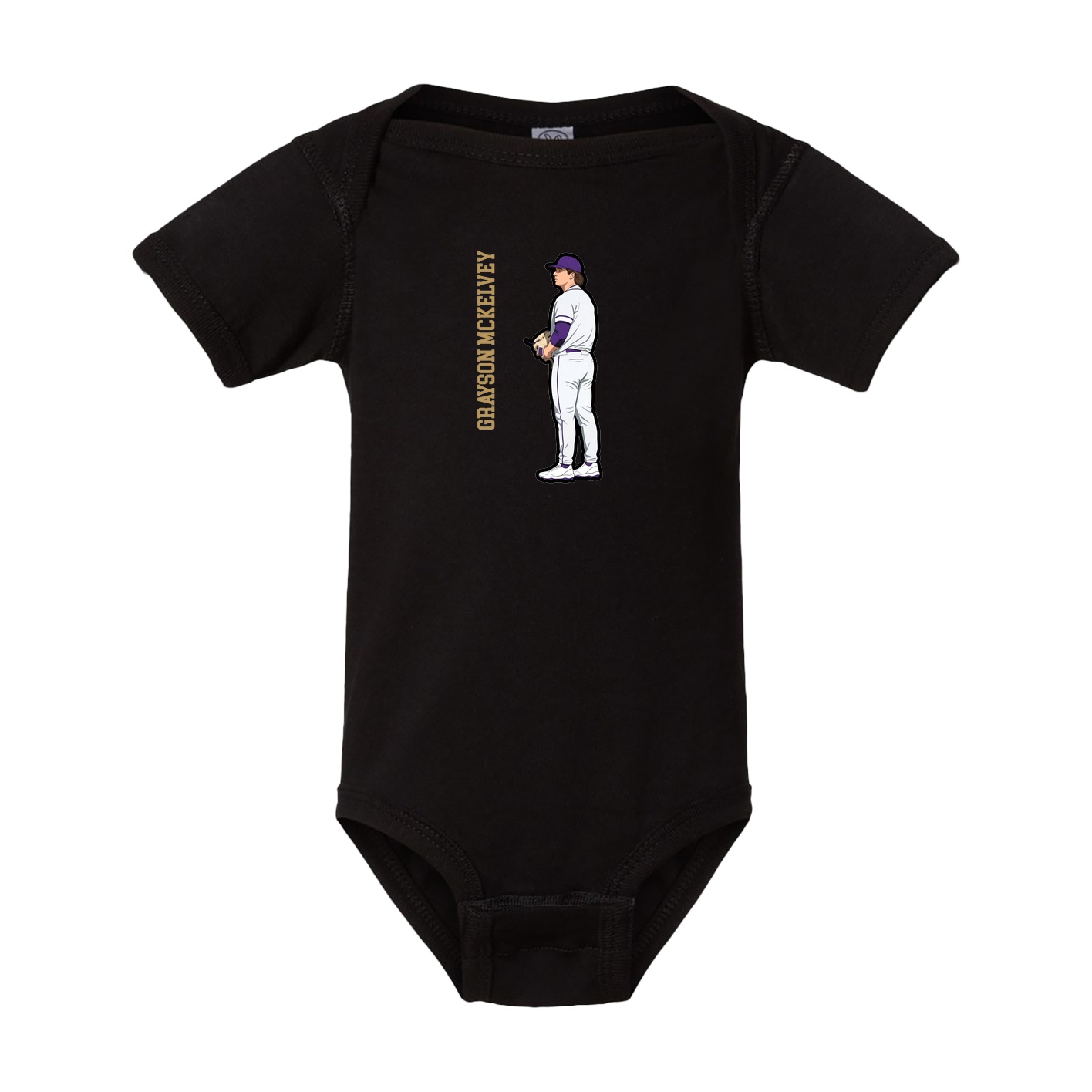 Baby Onesie — Name Vertical in Black