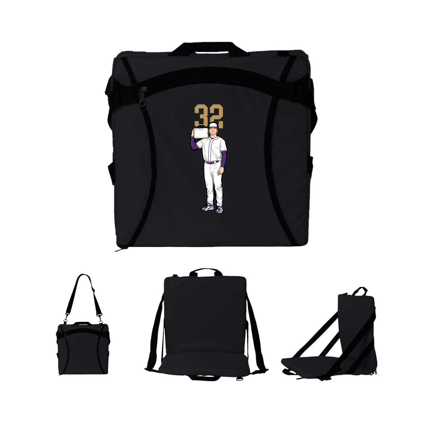 Folding Stadium Seat — Number Top in Black