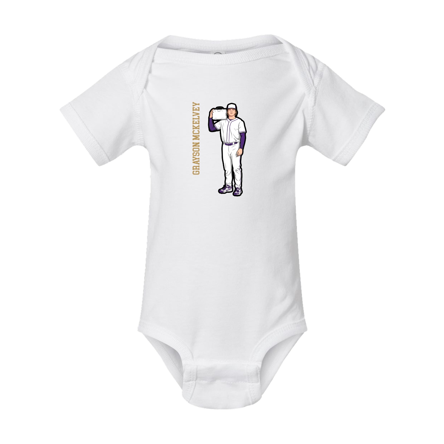 Baby Onesie — Name Vertical in White