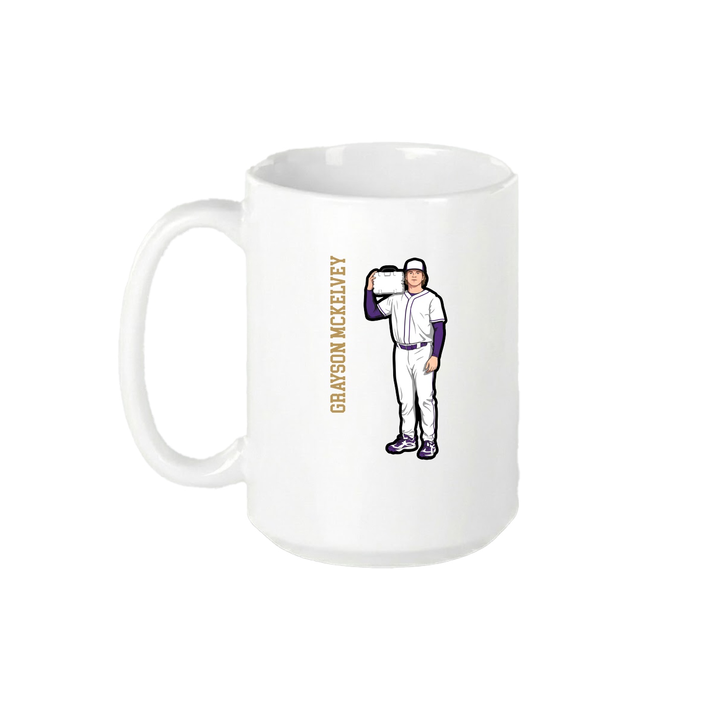 15oz Coffee Mug — Name Vertical in White