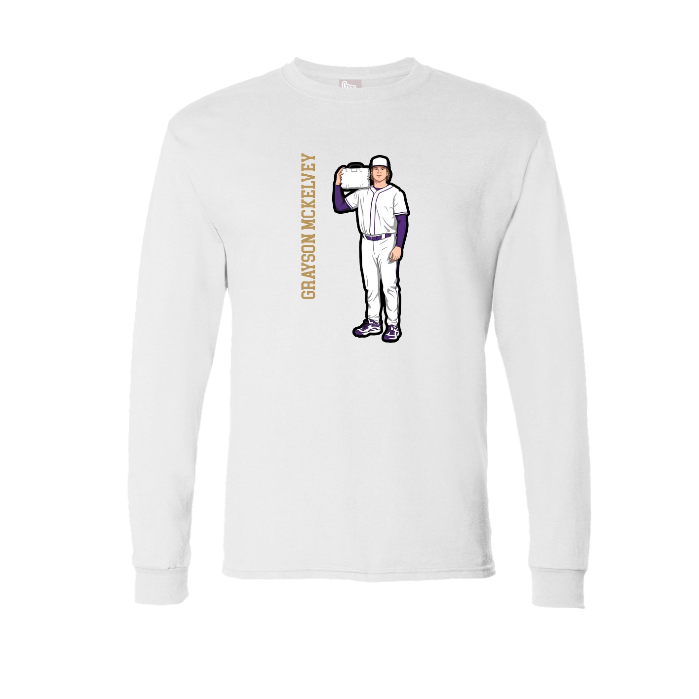 Long Sleeve Tee — Name Vertical in White