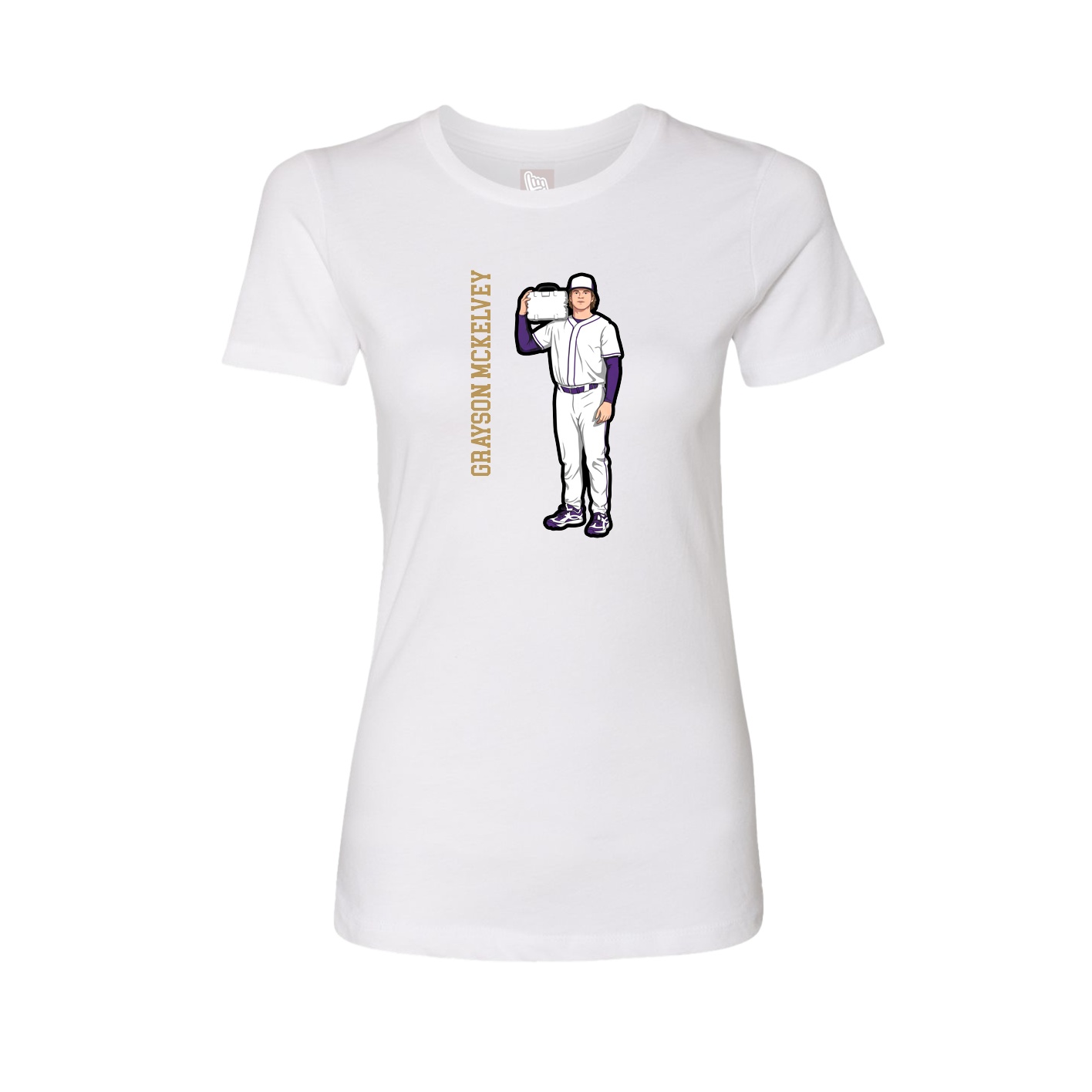 Fitted Women's Tee — Name Vertical in White
