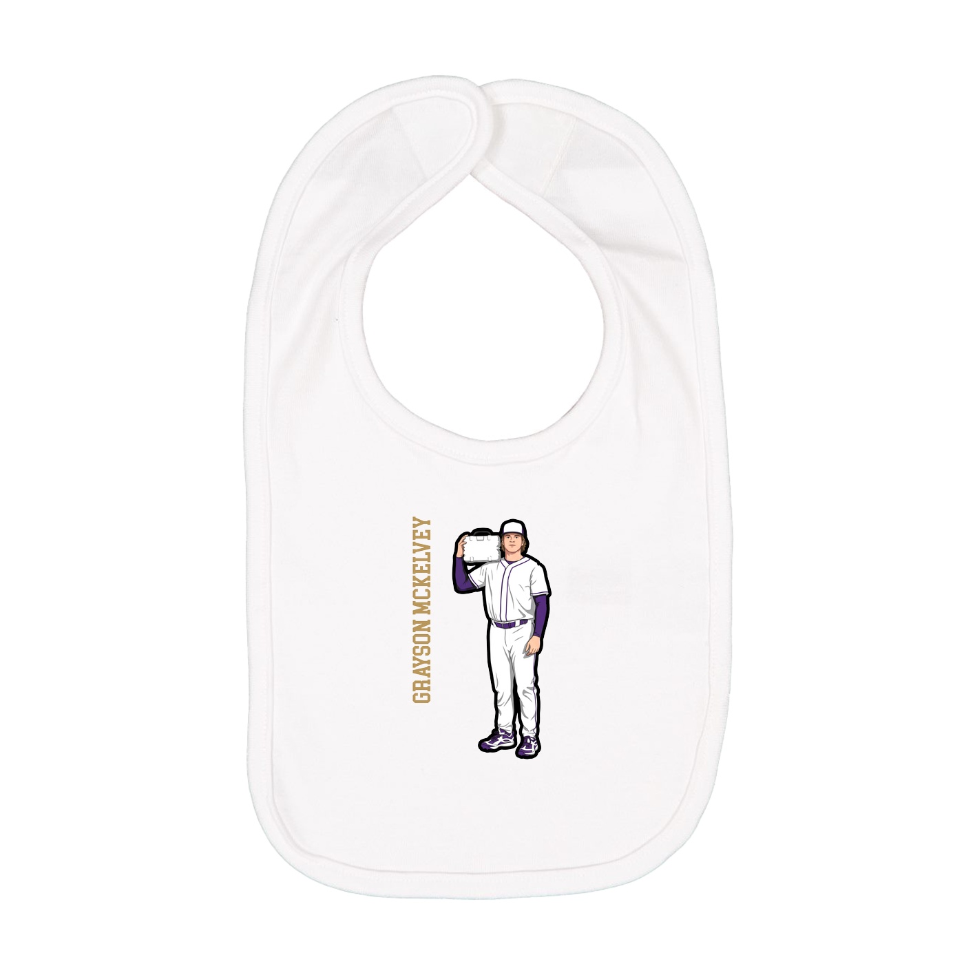 Infant Bib — Name Vertical in White