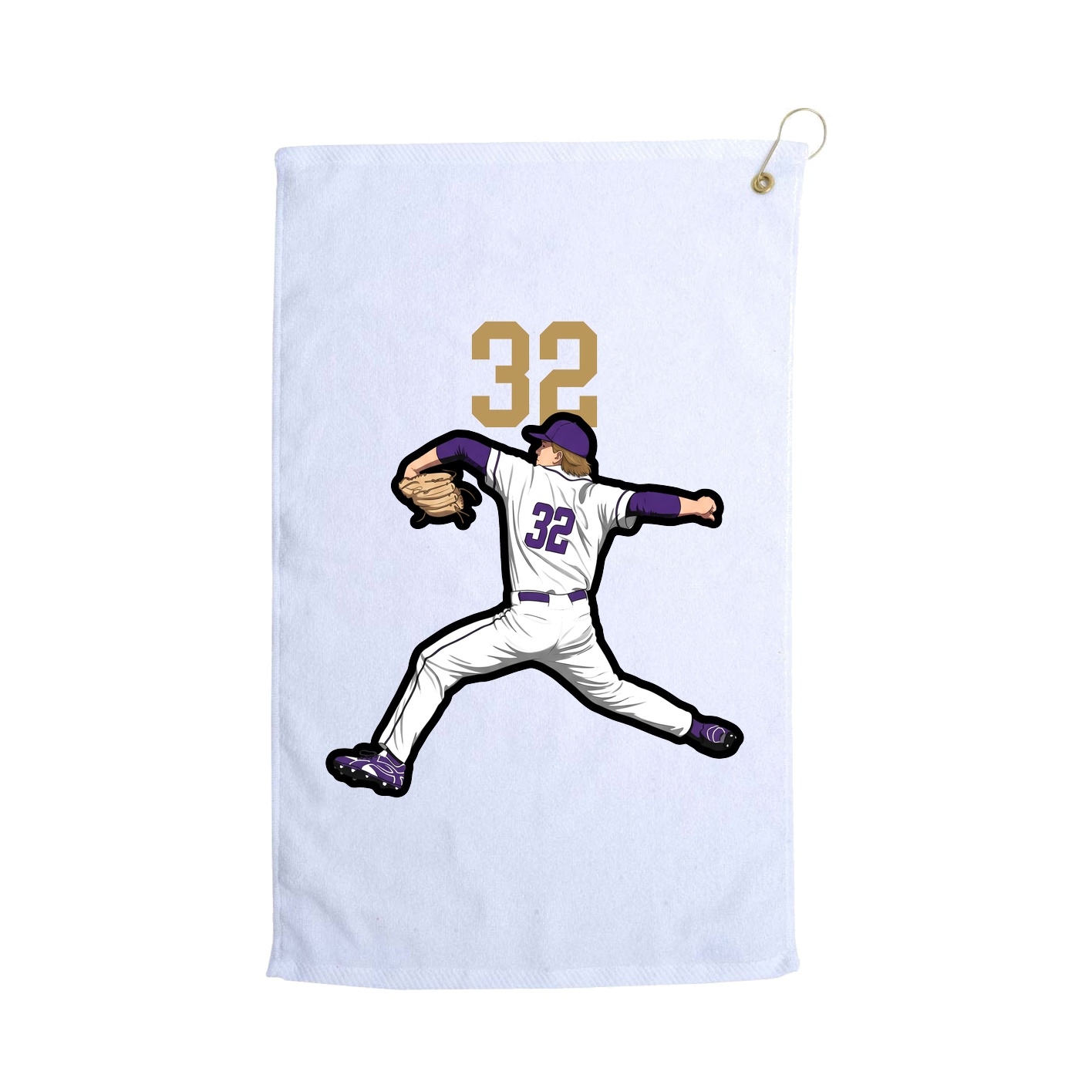 Golf Towel — Number Top in White