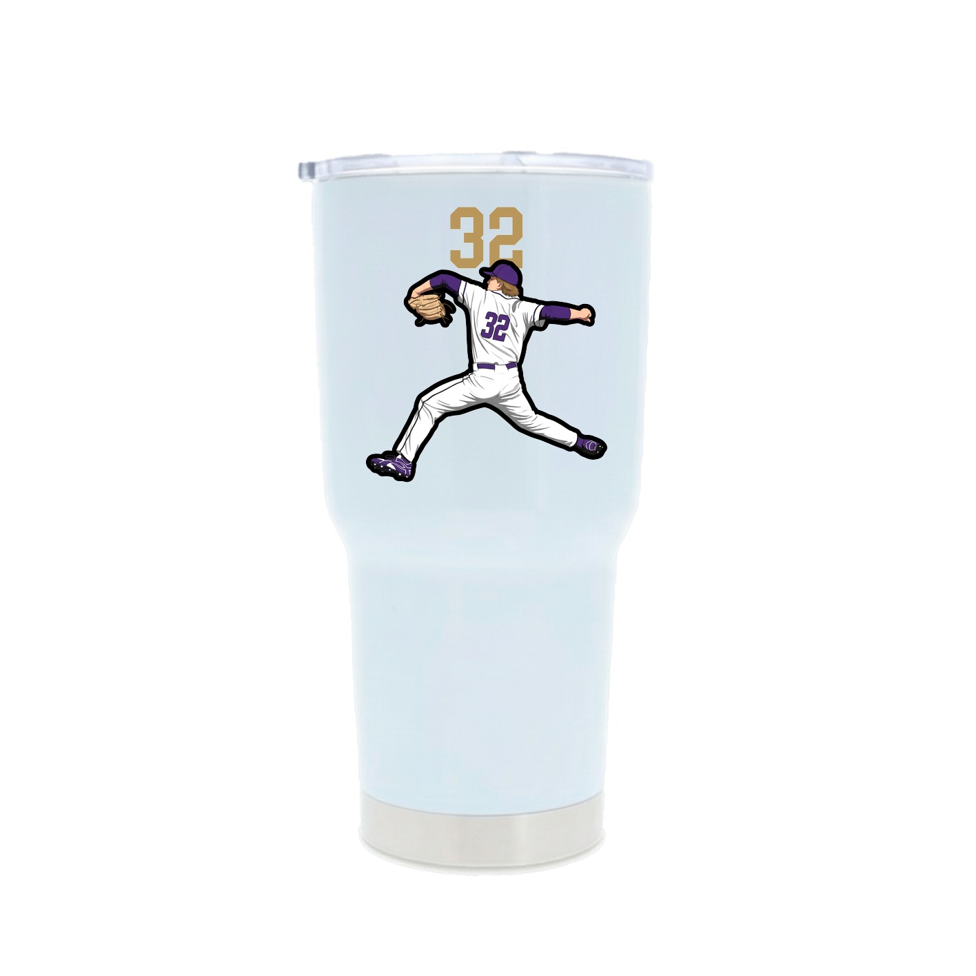30oz Stainless Steel Tumbler — Number Top in White