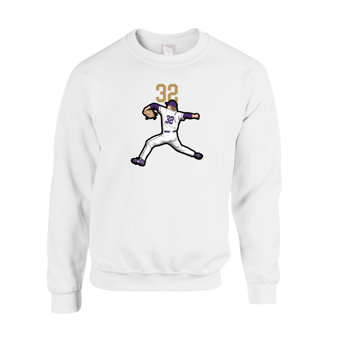 Fleece Crew — Number Top in White