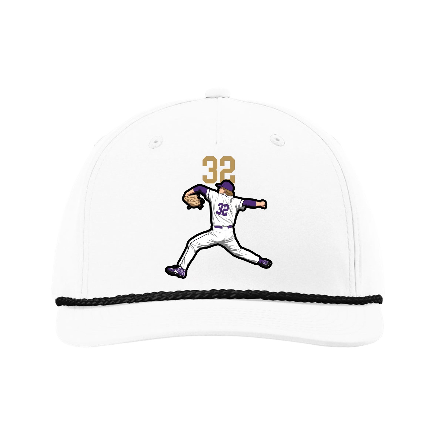 Five-Panel Classic Rope Cap — Number Top in White