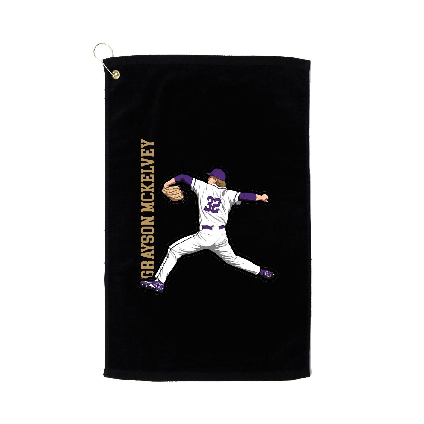 Golf Towel — Name Vertical in Black