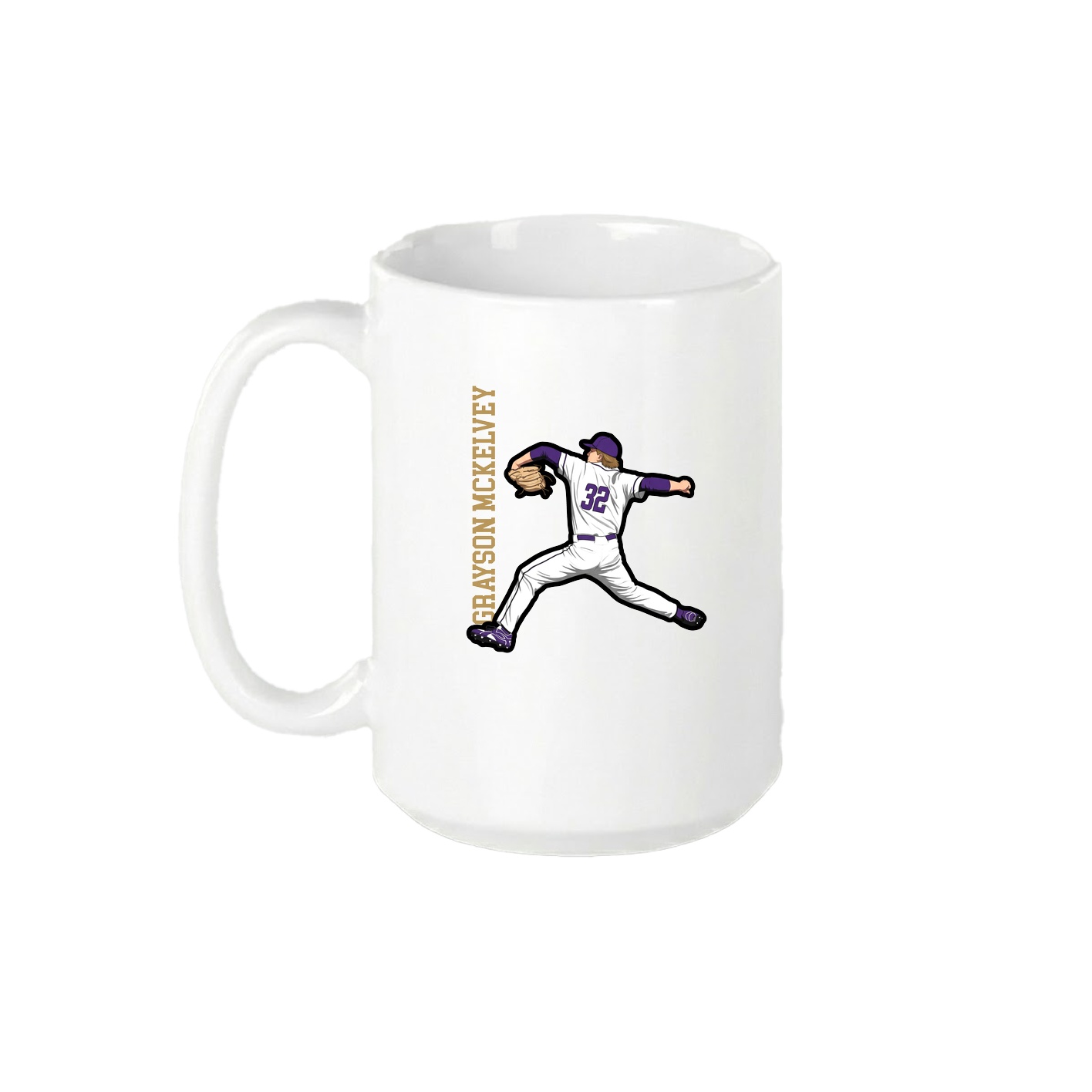 15oz Coffee Mug — Name Vertical in White