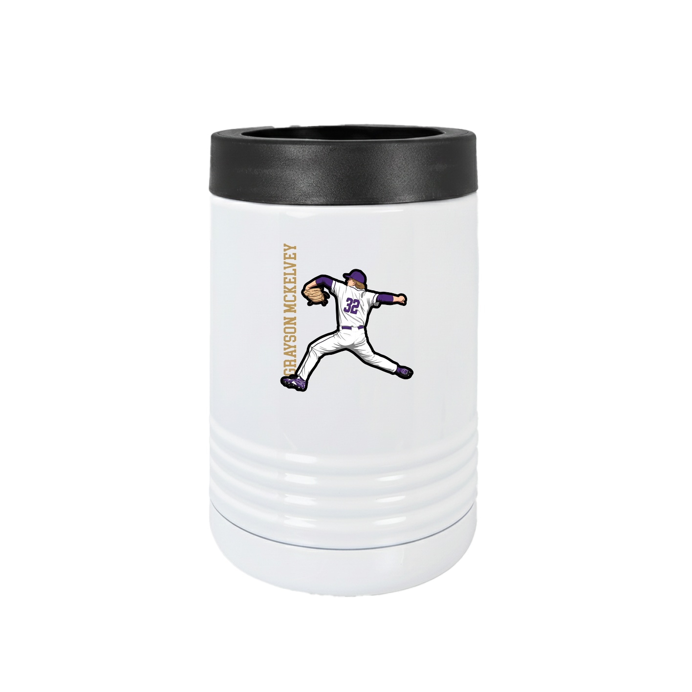 Beverage Holder — Name Vertical in White