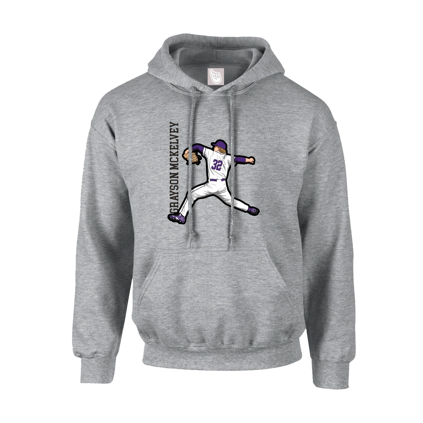Hoodie — Name Vertical in Grey