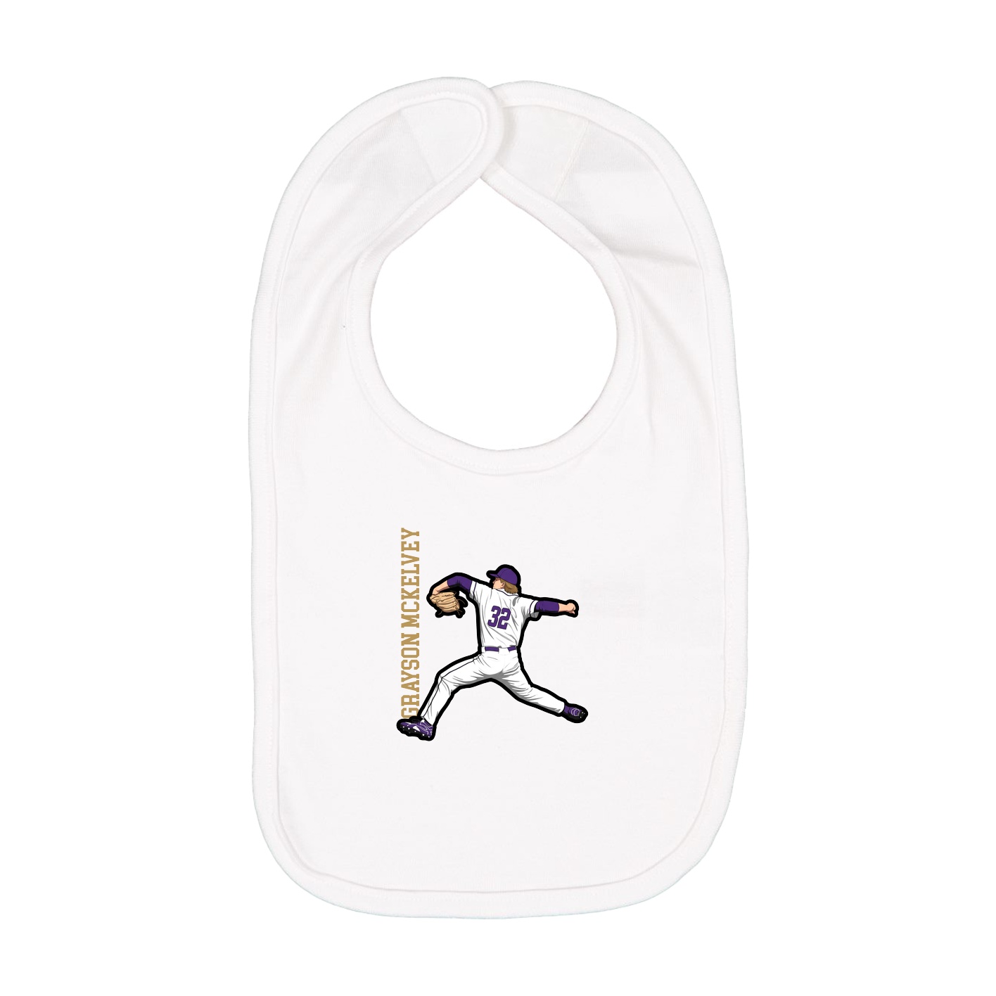 Infant Bib — Name Vertical in White