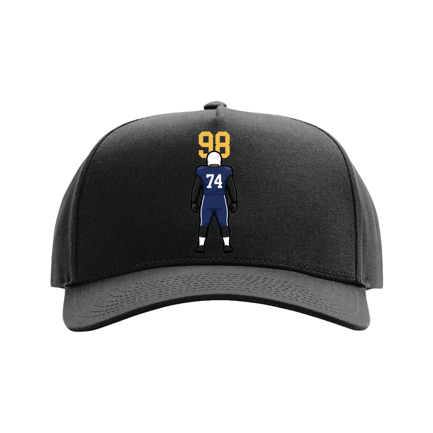 Full Fabric Five-Panel Champ Cap — Number Top in Black